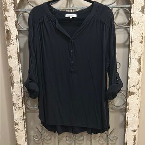Rose & Olive Black Button-Up Blouse